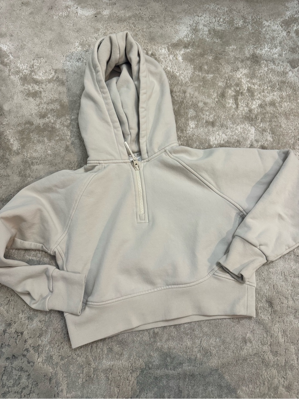 Athleta excellent condition Cozy Half-Zip Hooded Sweatshirt - Light Beige